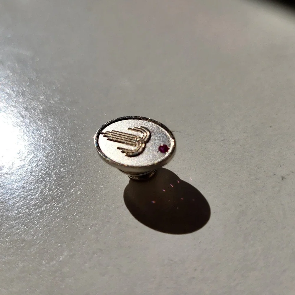 Vintage Saguaro Cactus 10k White Gold Filled Ruby Accent Lapel Pin